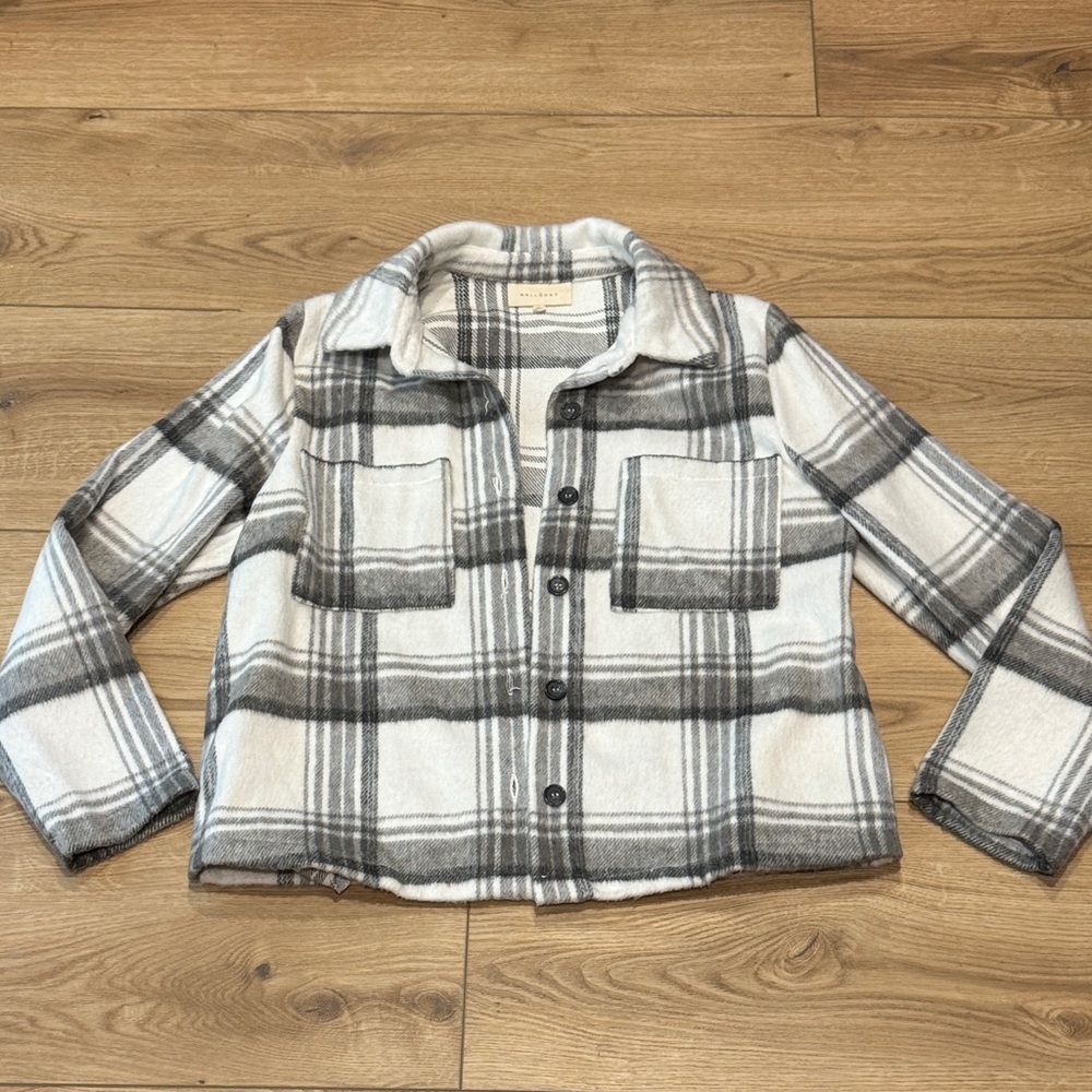 MELLODAY Gray Plaid Pea Coat